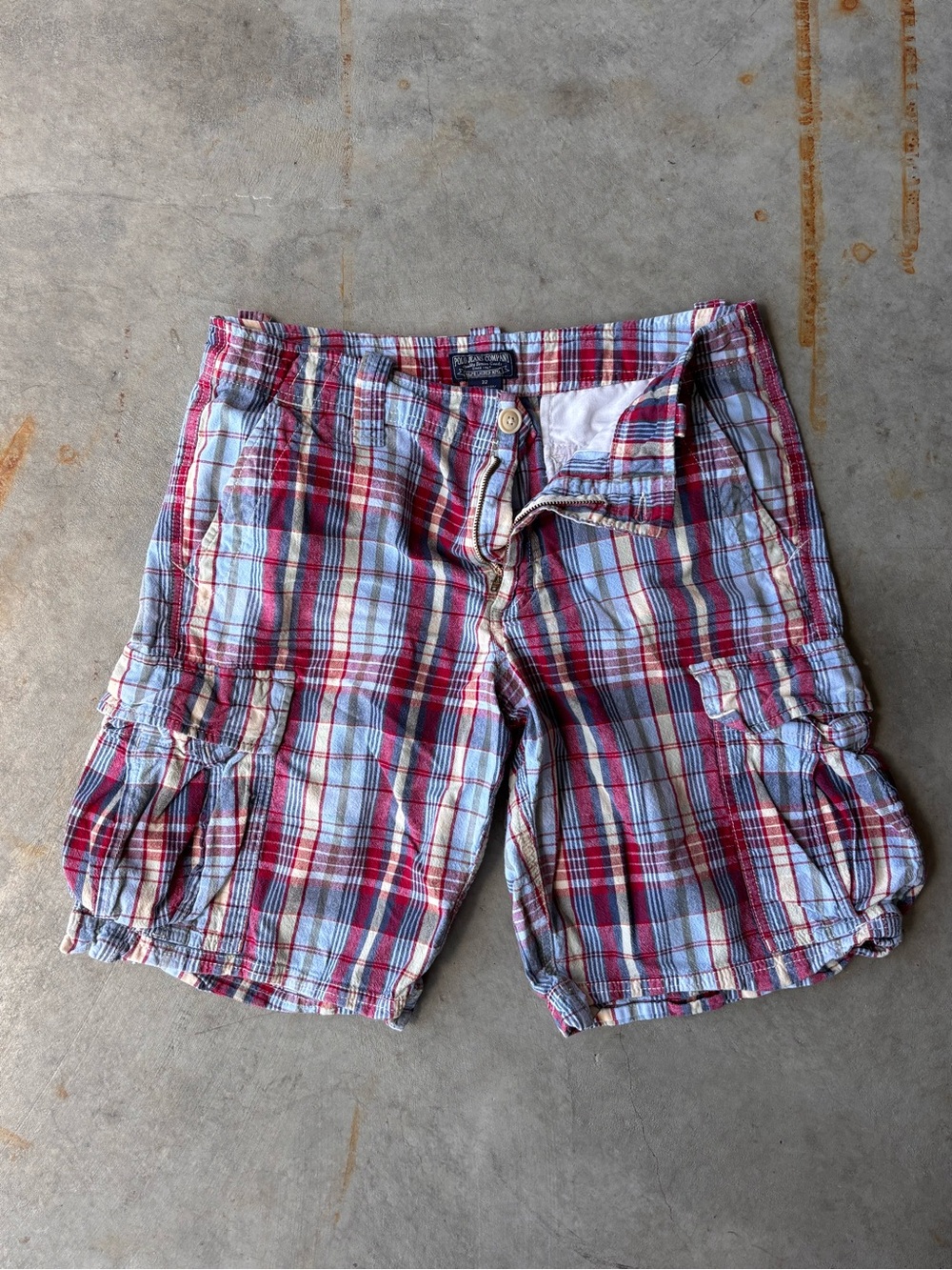 Ralph Lauren Polo Jeans Company Y2K Plaid Cargo Shorts Size 32